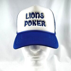 UNIQUE Lions Poker Trucker Hat Blue White Mesh Snapback LA Strong Heart Cap